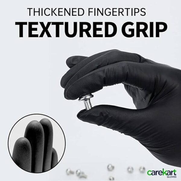 Carekart Nitrile Gloves Small Pack of 100 (Black) - Image 3