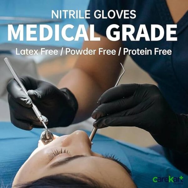 Carekart Nitrile Gloves Small Pack of 100 (Black) - Image 2