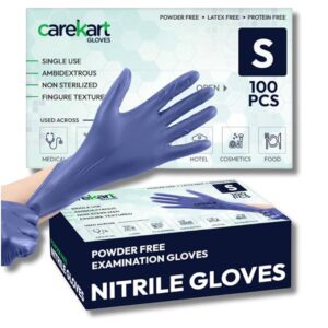 Carekart Nitrile Gloves Small Pack of 100 (Blue)
