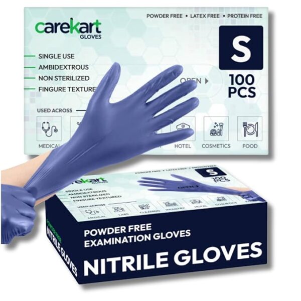 Carekart Nitrile Gloves Small Pack of 100 (Blue)