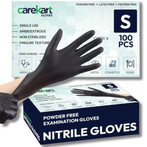 Carekart Nitrile Gloves Small Pack of 100 (Black)