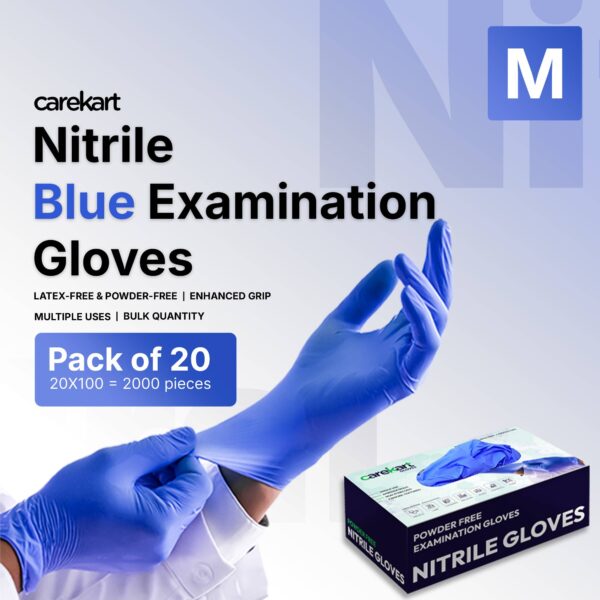 Carekart Nitrile Gloves Blue - Pack of 2000 (20 X 100)
